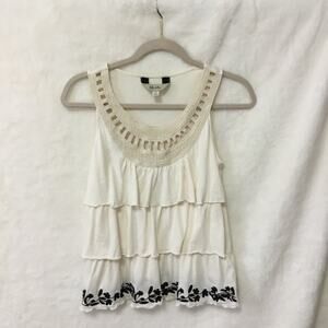 Ric Rac Ivory Ruffle Sleeveless Top